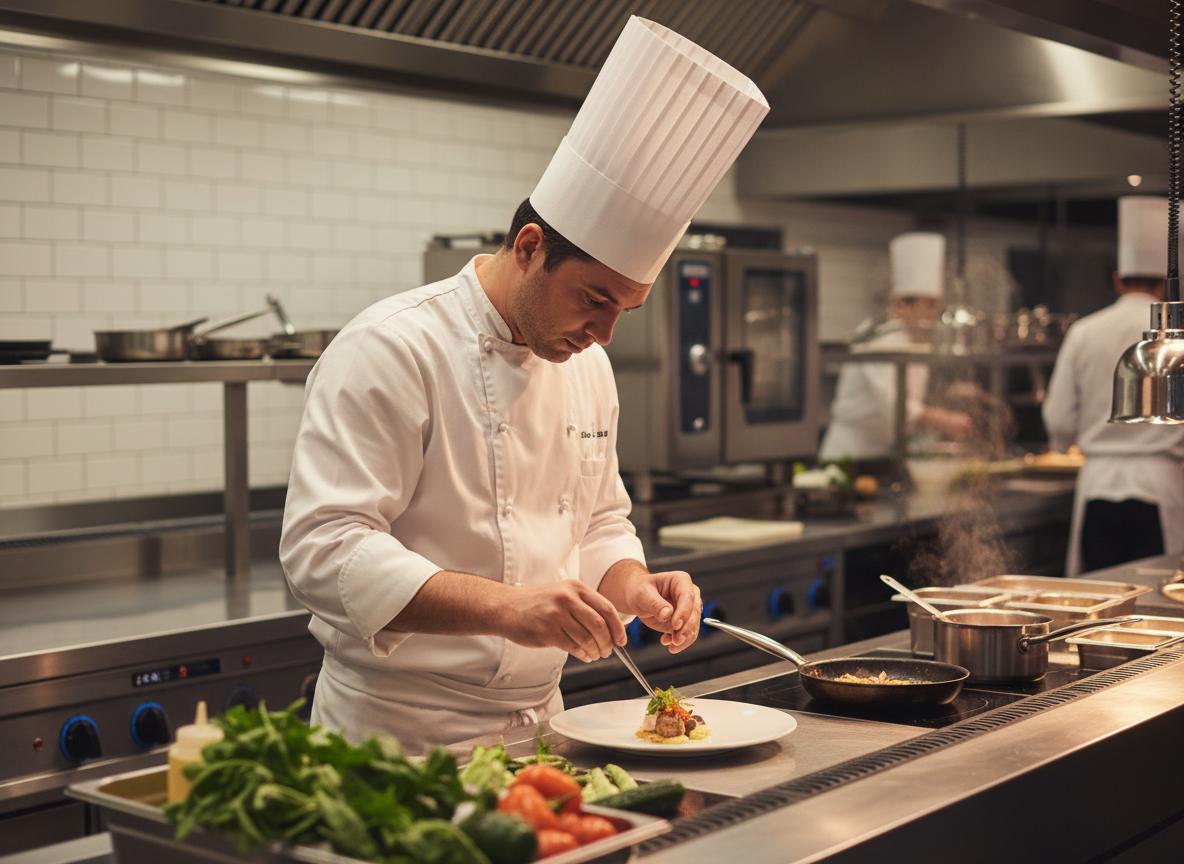 Chef sirviendo un plato